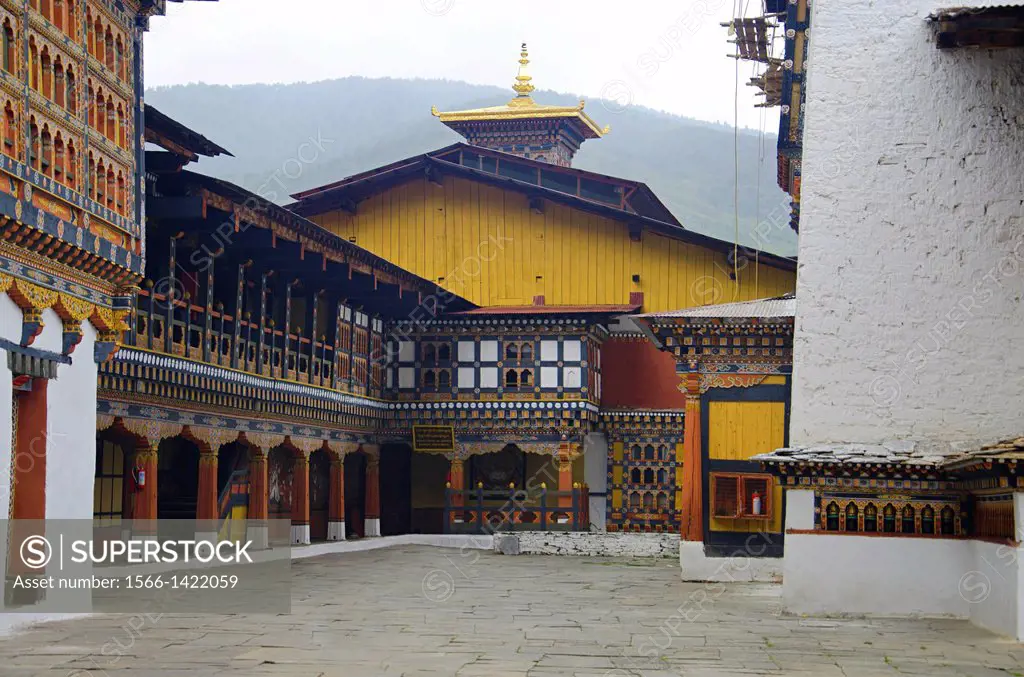 Rinpung Dzong. Large Drukpa KagyuBuddhist monastery and fortress. Inner view Paro. Bhutan.