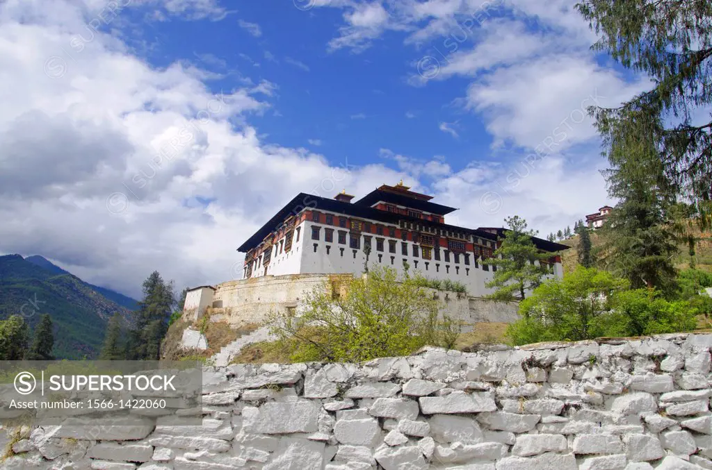 Rinpung Dzong. Large Drukpa Kagyu Buddhist monastery and fortress. Inner view Paro. Bhutan.
