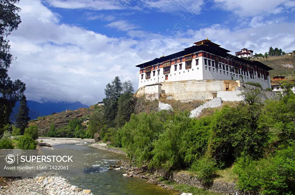 Rinpung Dzong. Large Drukpa Kagyu Buddhist monastery and fortress. Inner view Paro. Bhutan.