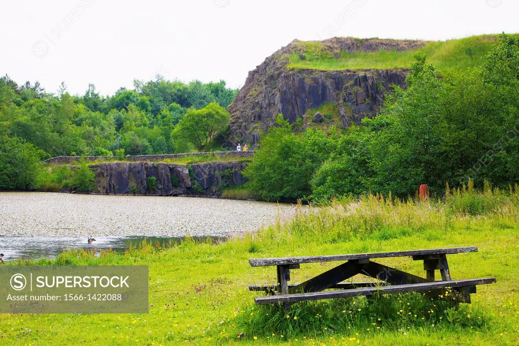 Pond at Walltown Quarry on Hadrians Wall National Trail, Northumberland England United Kingdom Great Britain UK GB.