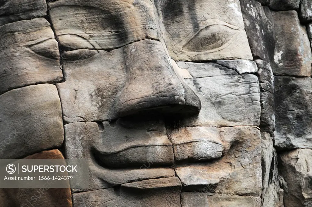 Face of the Lokeshwaram at the Bayon Temple in Angkor-Thom