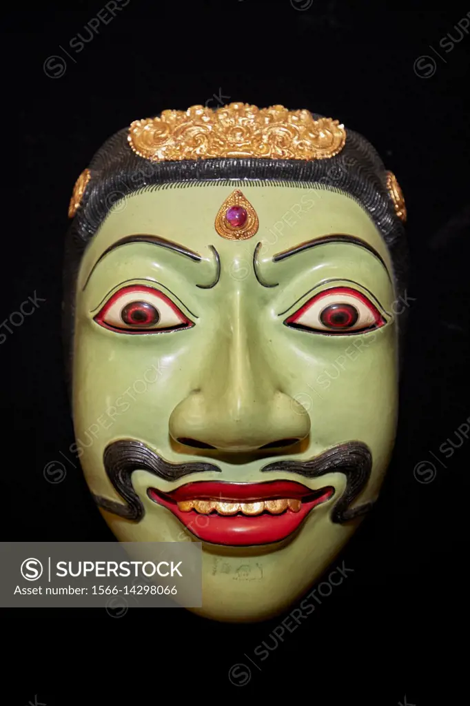 Rama mask displayed in the Setia Darma House of Masks and Puppets. Mas, Ubud, Bali, Indonesia.