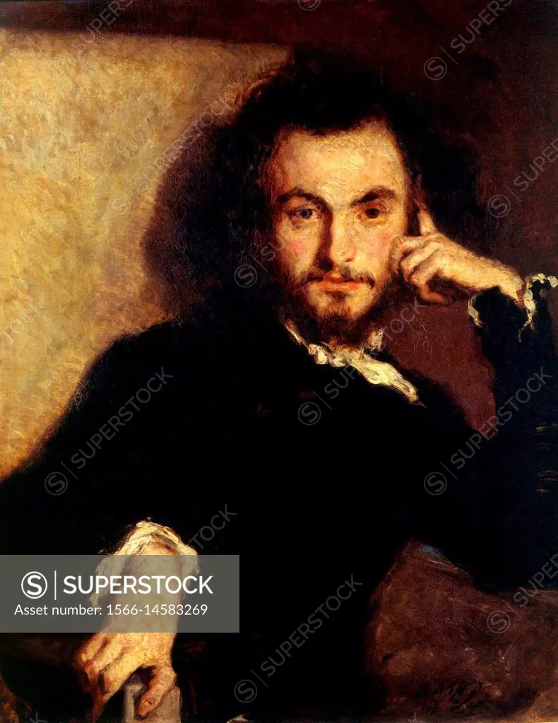 Émile Deroy - Portrait de Charles Baudelaire, 1844, oil on canvas