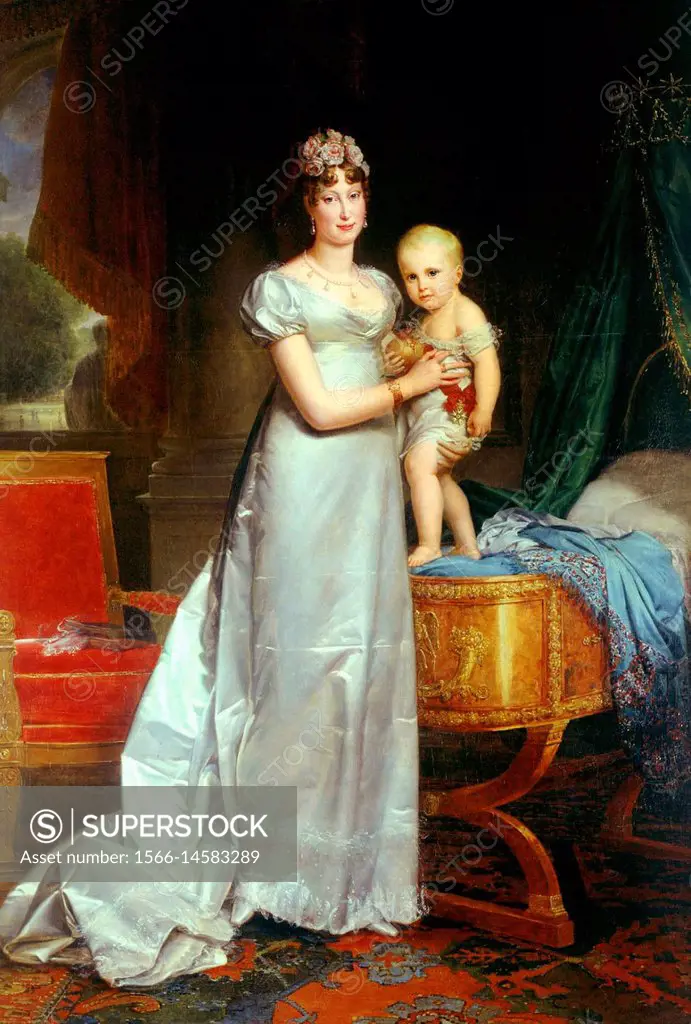 François Gérard - . Portrait of empress Marie-Louise and the King of Rome - . 1813.
