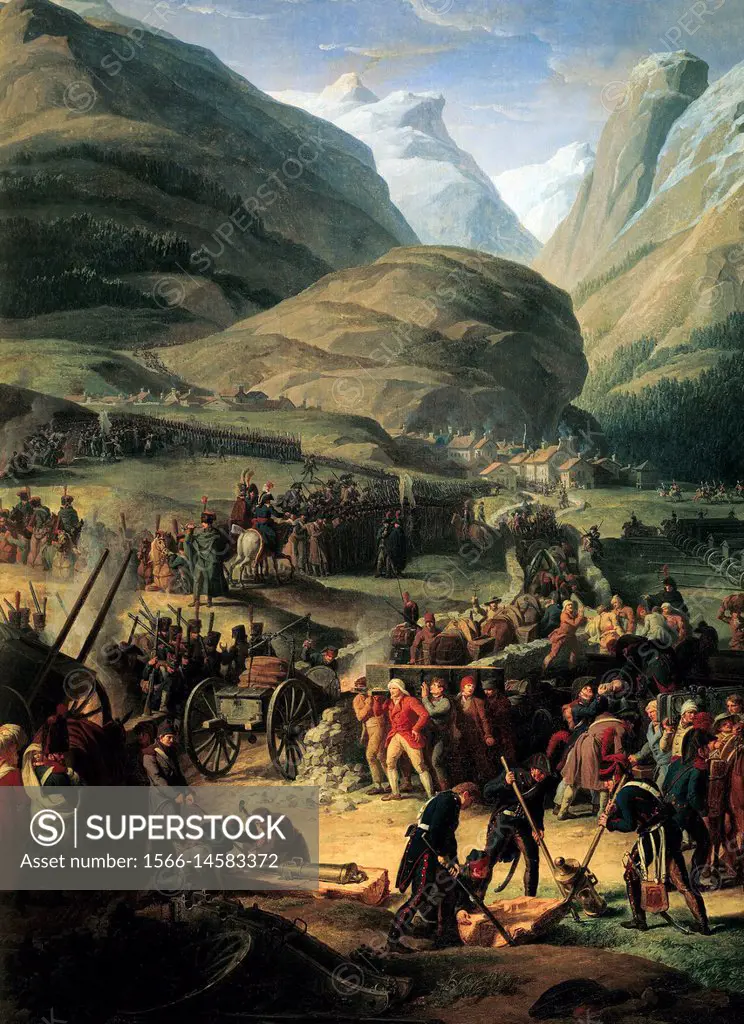 Thevenin Charles - The French Army in the town of Saint Pierre for the crossing of the great Saint Bernard (May 20,1800).