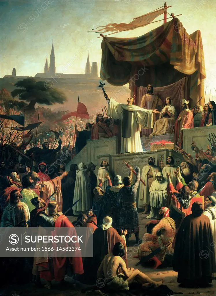 Emile Signol. - . Saint Bernard Preaching the Second Crusade at Vézelay in Burgundy . - 1840.