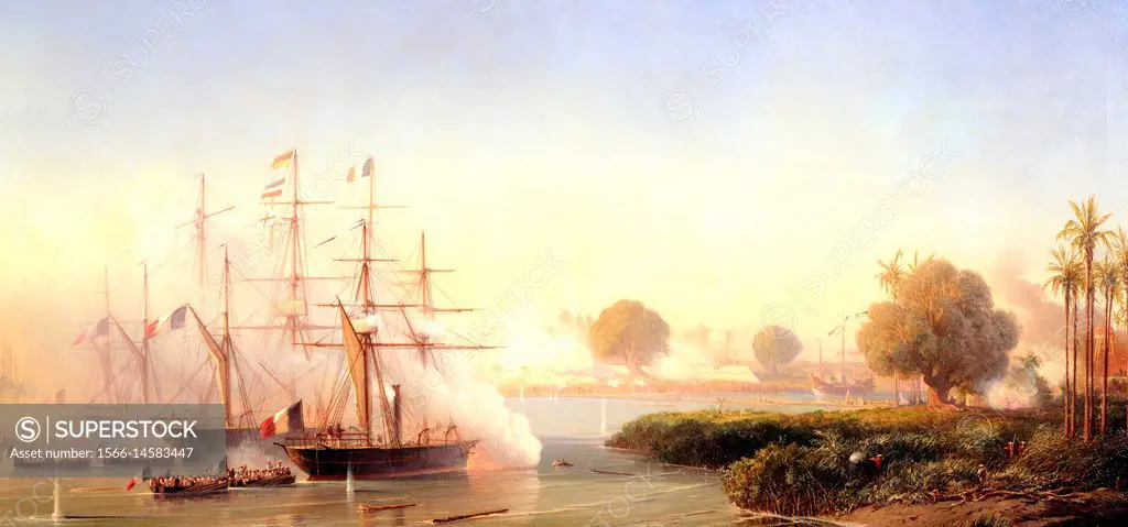 Morel Fatio Antoine Leon - Capture of the Citadel of Saigon by Vice-Admiral Rigault de Genouilly (February 17, 1859).