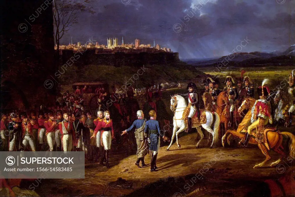 Hippolyte Lecomte - . Napoleon is presented with the English prisoners at Astorga (January 1809) .