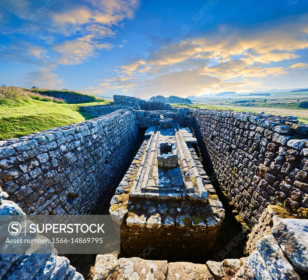 Ruins of Houseteads Roman Fort, Veronicum, Hadrians Wall , A UNESCO World Heritage Site, Northumberland, England, UK.