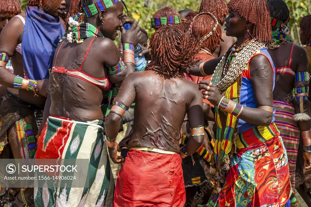 Young Hamar Women Show The Physical Effects Of Being Whipped. The Young  Women Ask To be Whipped To Show Love For A Family Member Who Is Taking Part  In - SuperStock