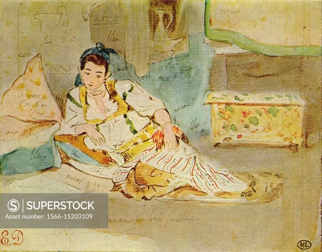 Delacroix Eugène - Women in Algiers 1 (study).
