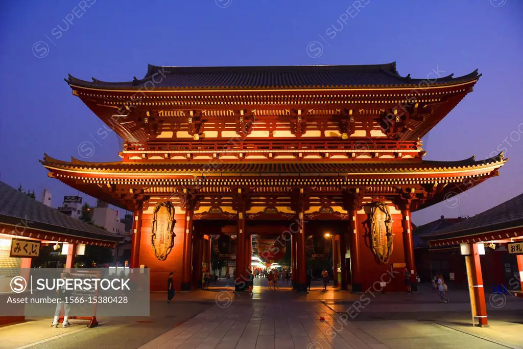 Night view of Senso-ji temple, Asakusa, Tokyo, Japan, Asia.