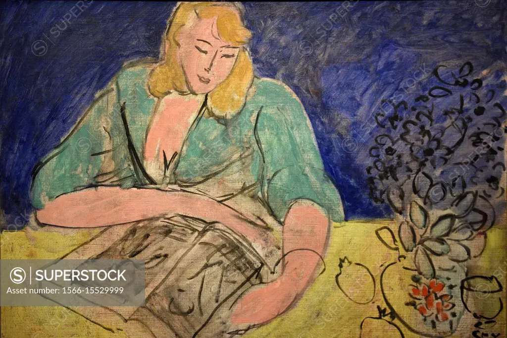 Lectrice à la table jaune, 1944, by Henri Matisse, Henri Matisse Museum in Nice, Alpes Maritimes, South France.