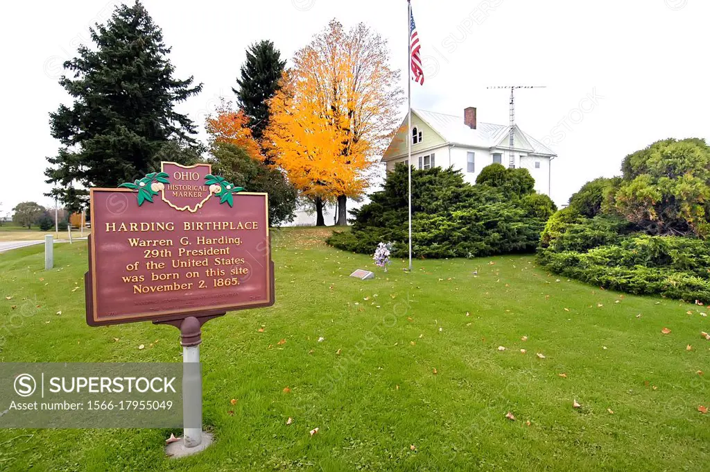 Warren G Harding birthplace 29th President of the United States near Blooming Grove Ohio OH.