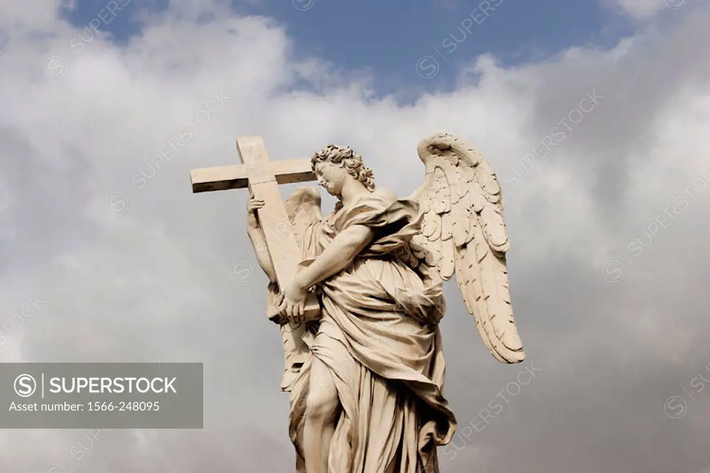 Angel Statue by Bernini. Sant´Angelo Bridge. Rome. Italy