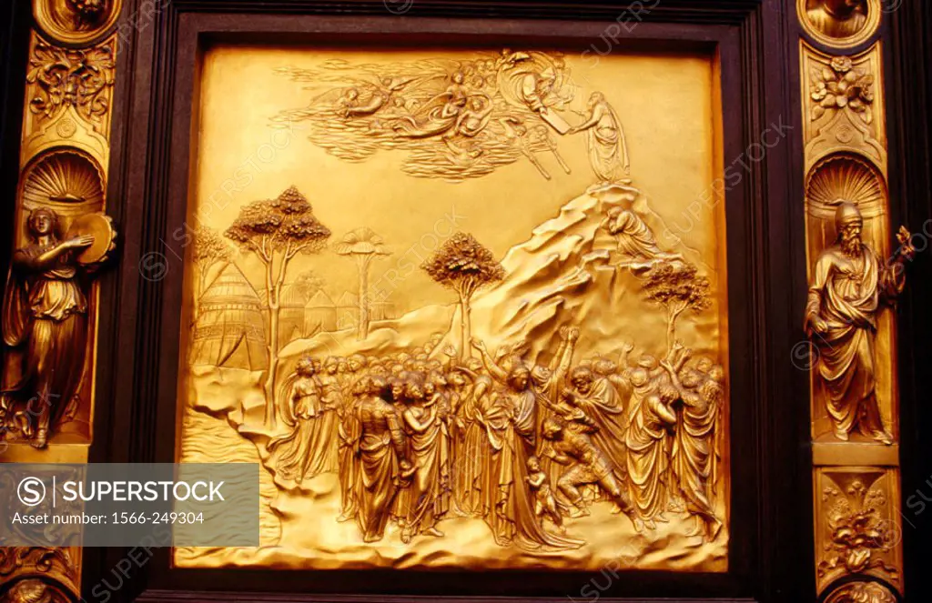 Ghiberti´s Gates of Paradise detail, baptistery of Santa Maria del Fiore. Florence, Italy