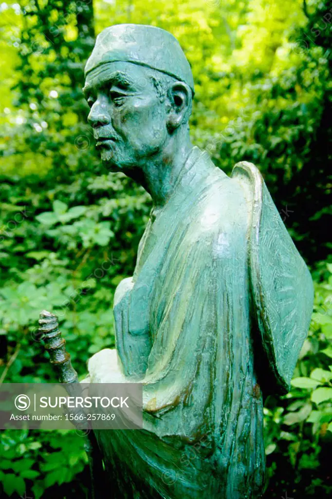 Statue of Matsuo Basho, Japanese poet of the Edo era. Hiraizumi, Japan