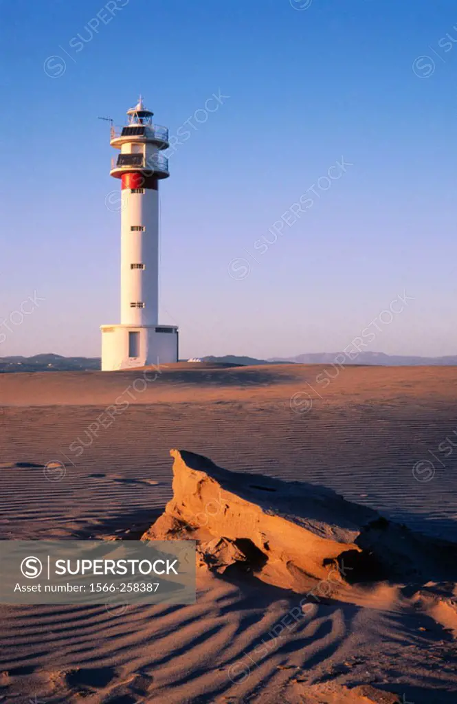 Punta del Fangar lighthouse. Ebro delta. Tarragona province. Catalunya. Spain.
