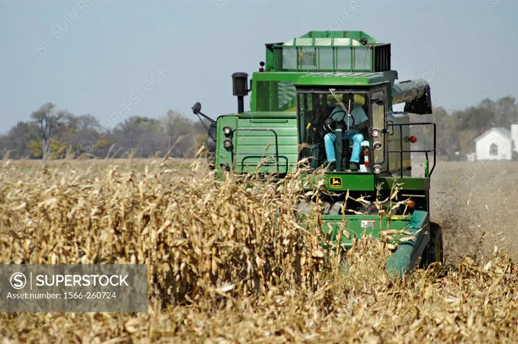 Corn Harvest with combine and 4 wheeler in Ohio