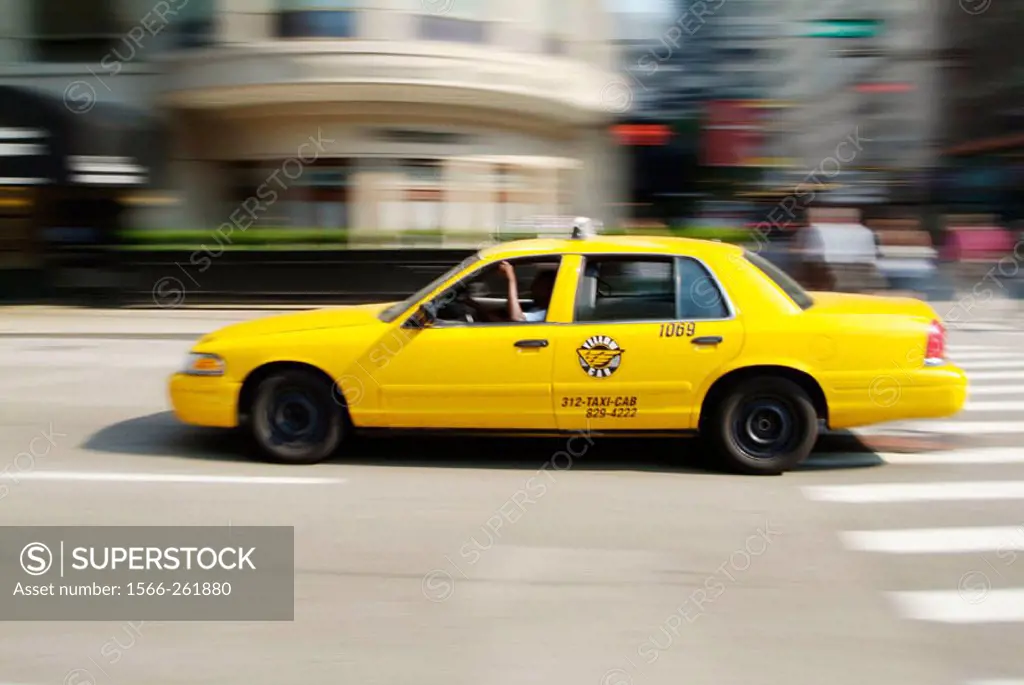 Taxi cabs provide transportation for travelers to Chicago, Illinois. USA.