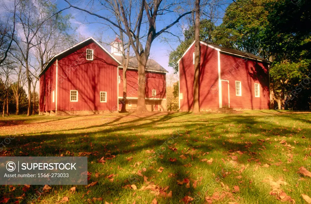 Red barns. Bucks County, Pennsylvania, USA