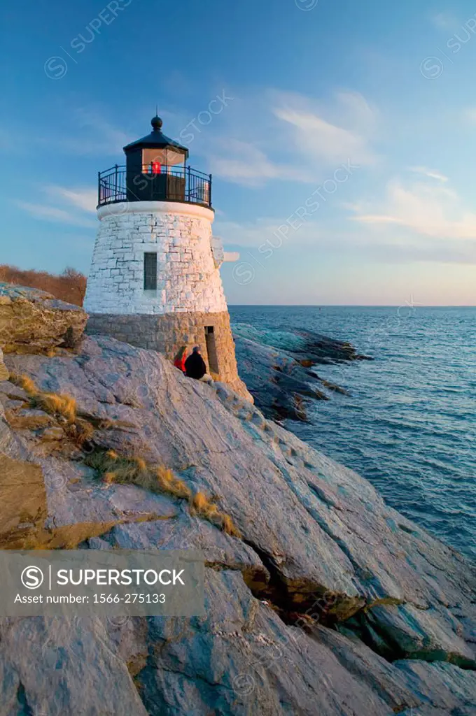 Castle Hill lighthouse, Narragansett Bay, Newport, Rhode Island. USA.