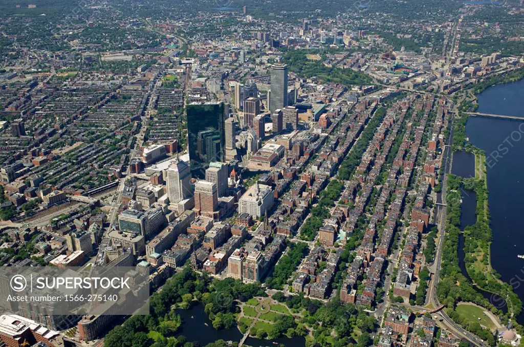 Back Bay aerial view, Boston, Massachusetts. USA.