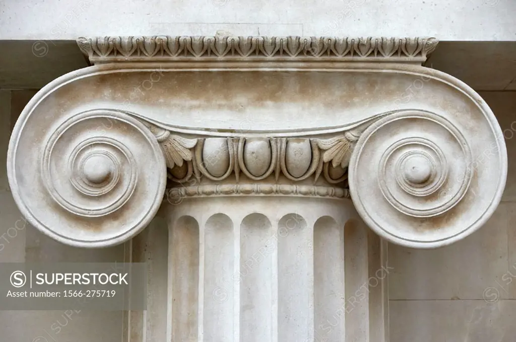 Ionic column at the Great Court of the British Museum, London. England, UK