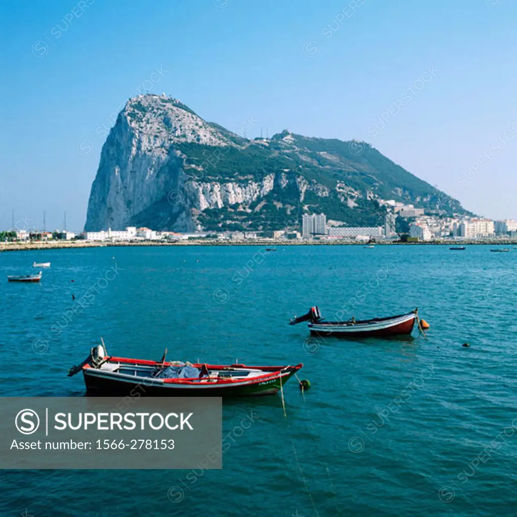 The Rock of Gibraltar seen from La Linea de la Concepcion. Spain