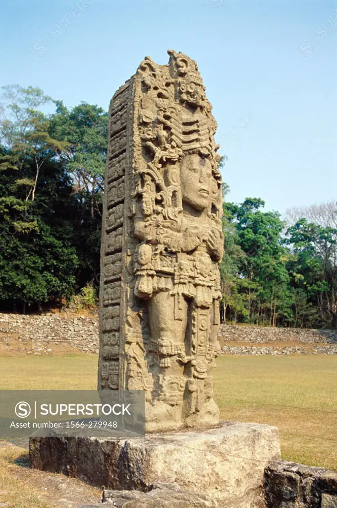 Stela. Mayan ruins of Copan. Honduras