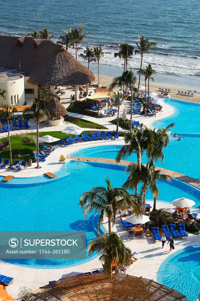 Swimming pool , Hotel Grand Velas, Nuevo Vallarta in Bahia Banderas, near Puerto Vallarta. Jalisco, Mexico