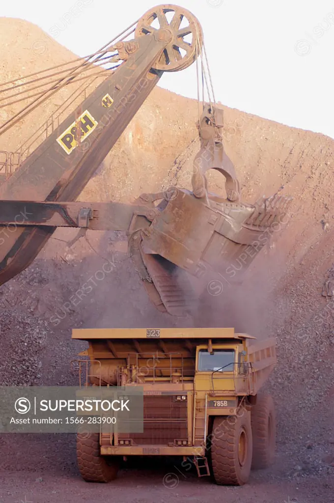 The big truck working in the mine. Zouerate. Mauritania.