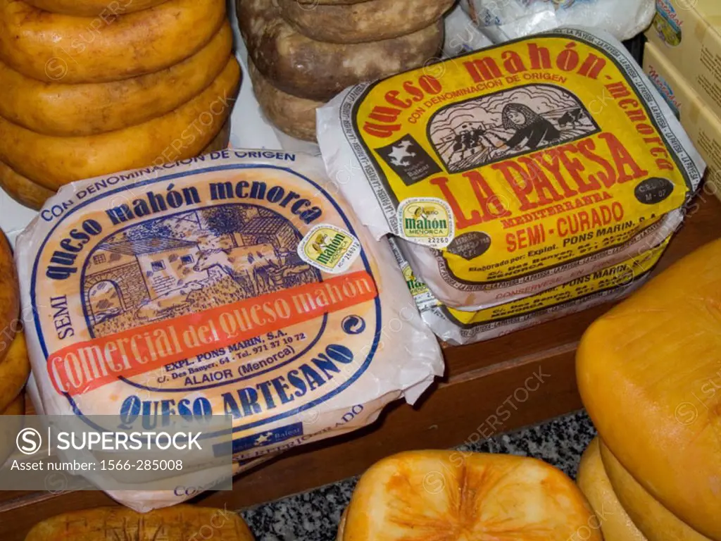 Artisan cheese La Payesa. Mahon. Food of Menorca. Menorca. Balearic Islands. Spain.