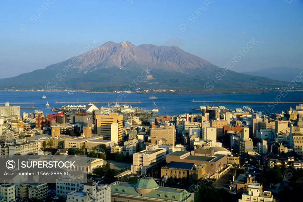Sakurajima volcano, Kagoshima skyline. Kyushu, Japan