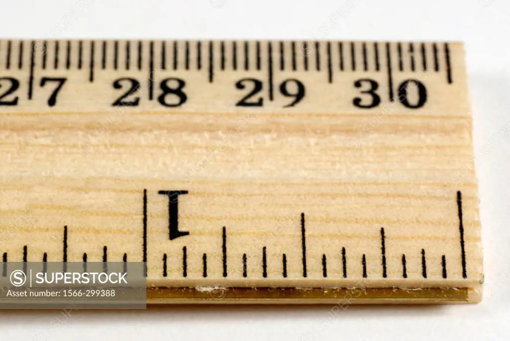 Wood ruler is a measuring device in inches and feet