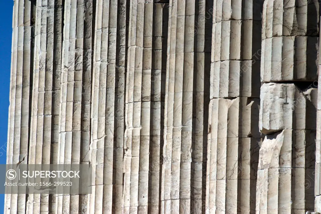 Columns detail. Acropolis. Athens. Greece
