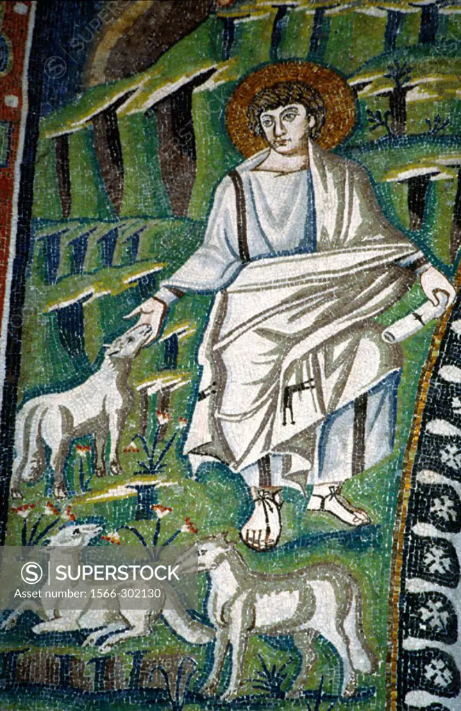 Saint, Mosaics, Basilica of San Vitale (526-547), Ravenna, Italy