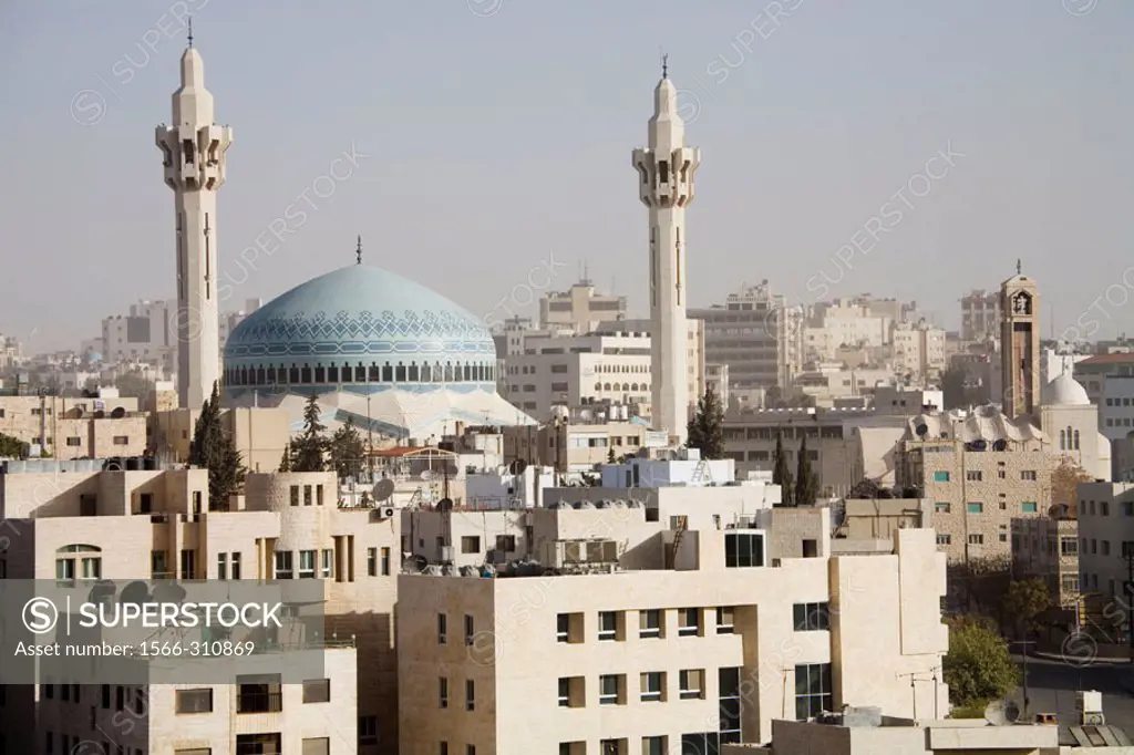 The King Abdallah mosque also known as Blue Mosque. Amman. Kingdom of Jordan