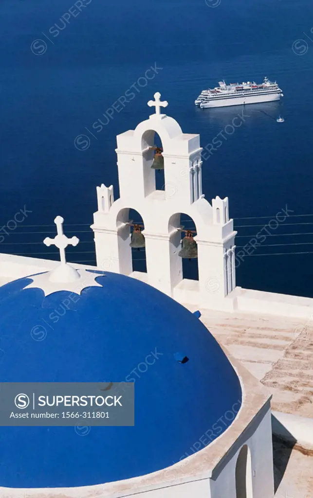 Greece, Santorini, Firostefani, church