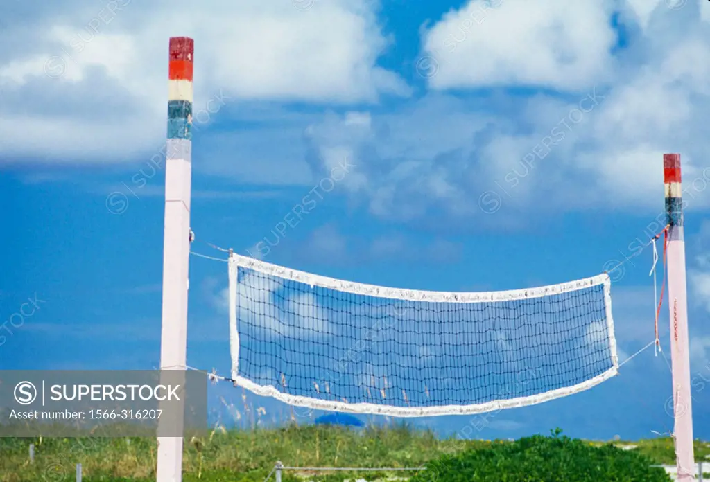 Volleyball net, South Beach, Miami Beach, Miami, USA