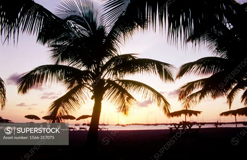 Sunset at Simpson Bay. Sint Maarten. Netherlands Antilles.