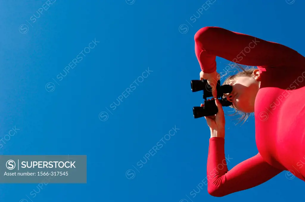 Woman with  binoculars.