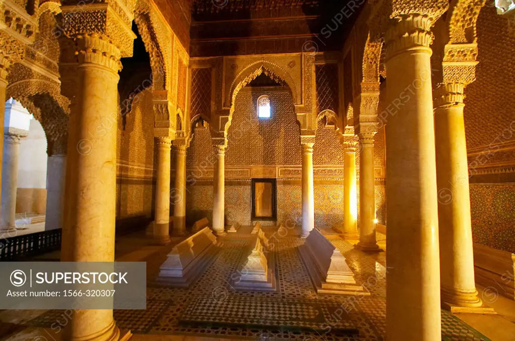 Saadian tombs. Royal necropolis (14th century) Marrakech. Morocco.