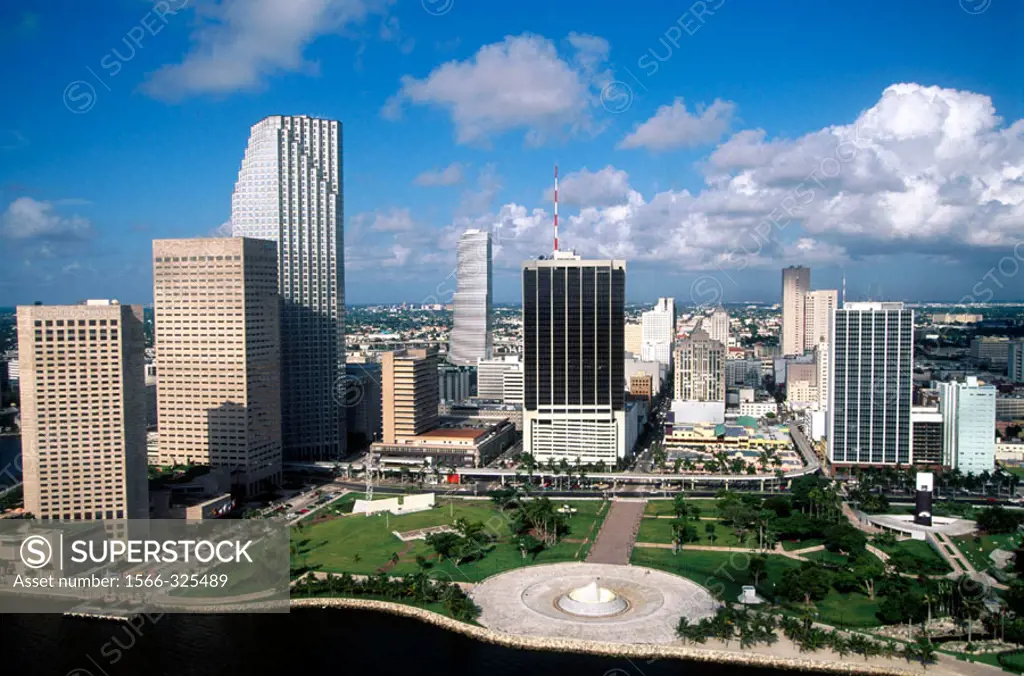 Aerial of downtown. City of Miami. Florida. USA.