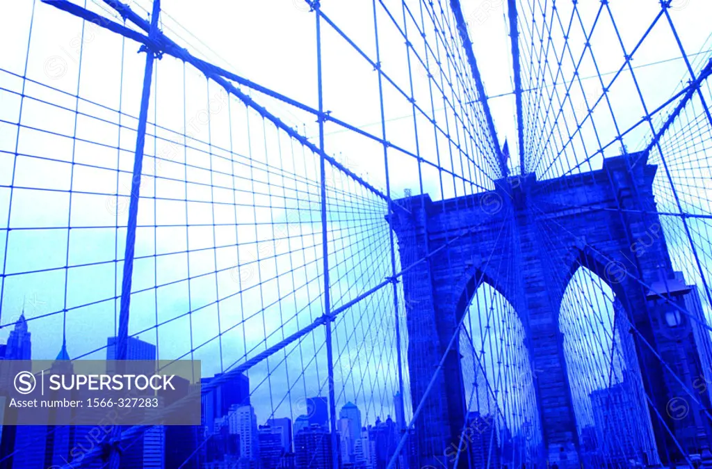 Brooklyn Bridge, East River, Downtown, Manhattan, New York, USA