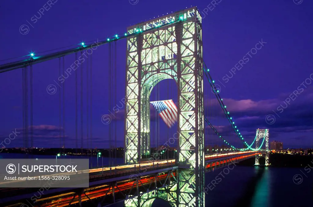 Largest American Flag, George Washington Bridge, Manhattan, New York, USA
