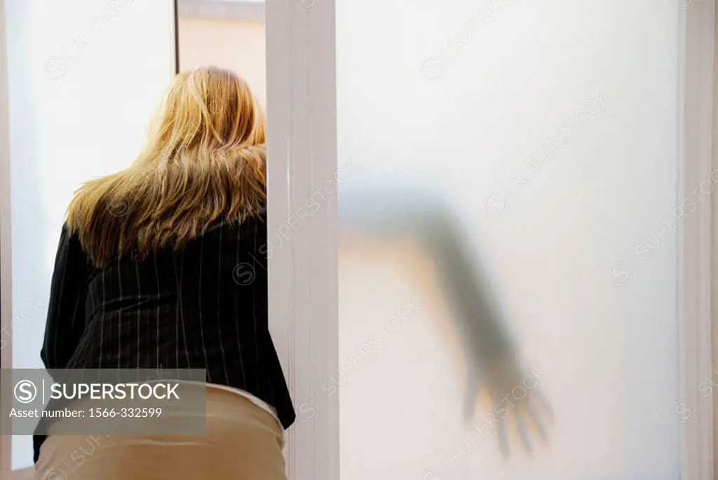 20 yr old young woman jumping out of office window