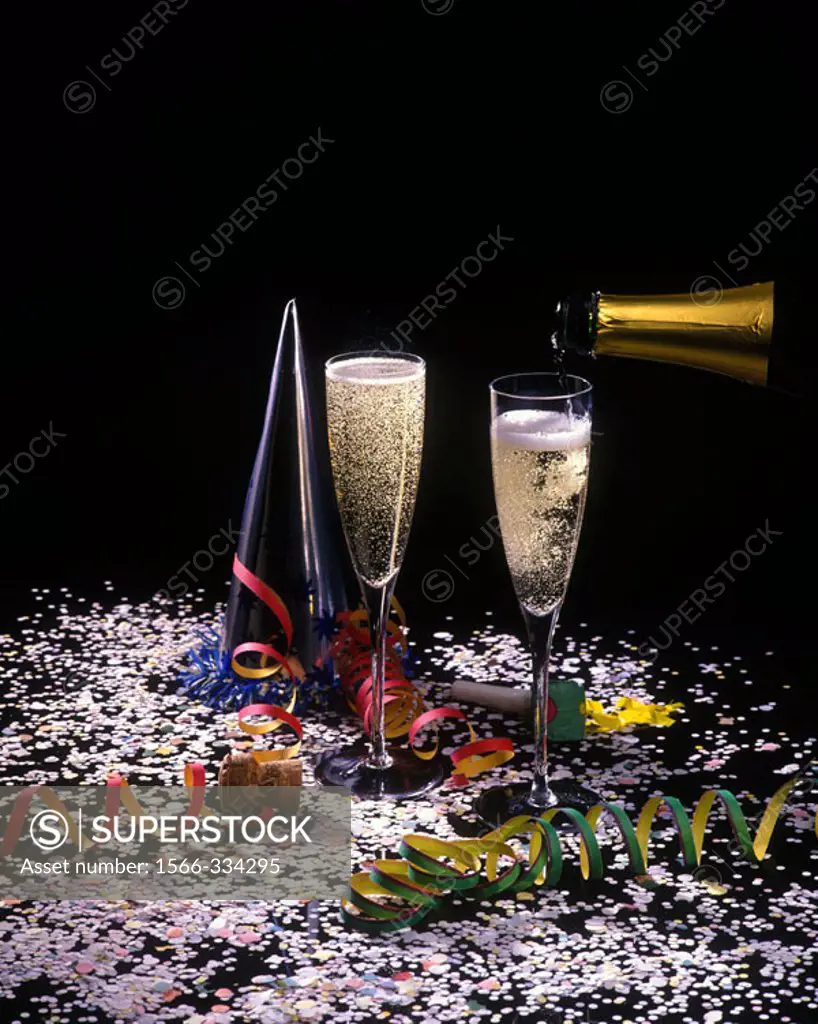 Champagne Glasses In Party Still Life.