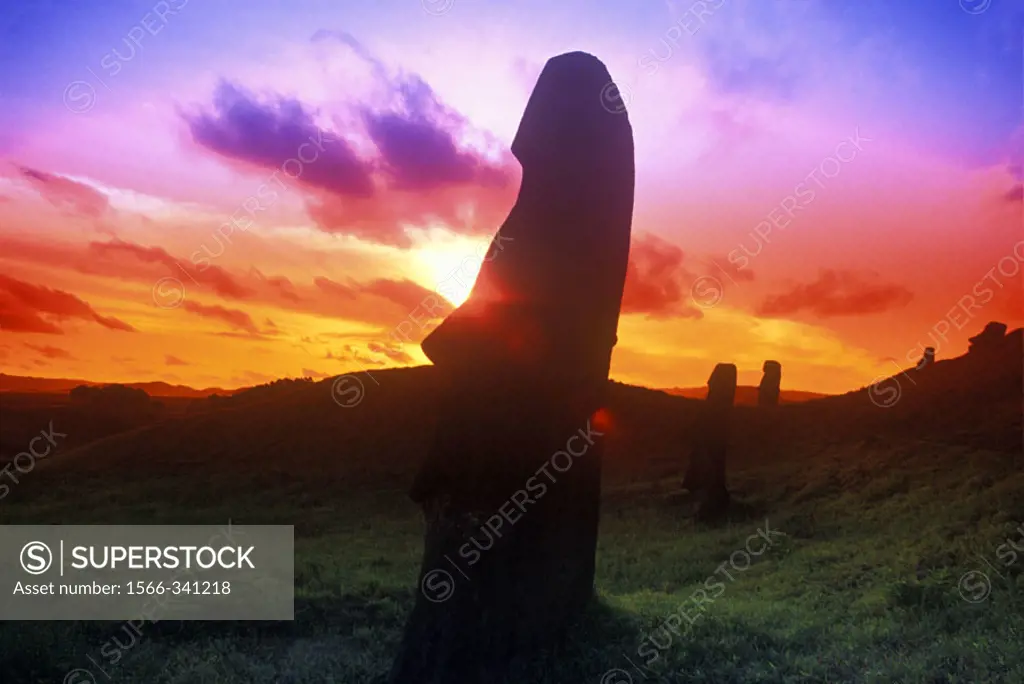 Moai, Rano Raraku, Easter Island, Chile.