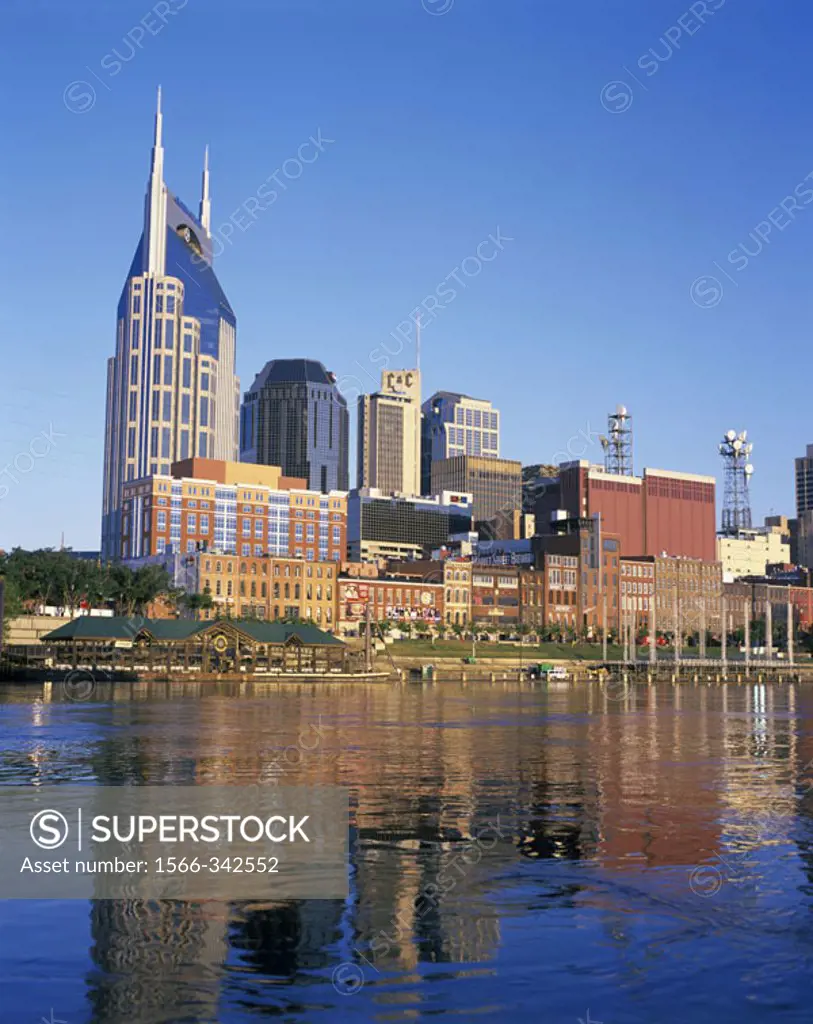 Downtown Skyline, Cumberland River, Nashville, Tennessee, Usa.